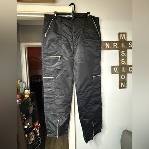 Men's Countdown Black Nylon Parachute Pants with Steele Zippers